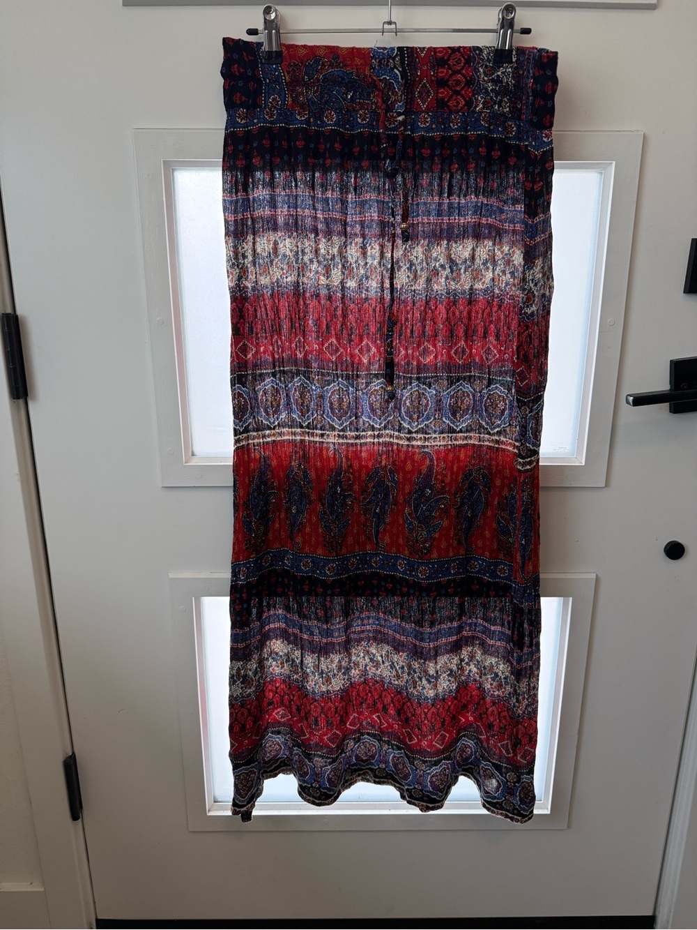 Bohemian Printed Red & Navy Maxi Skirt - Women - Picture 4 of 4
